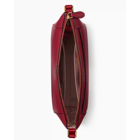 New Kate Spade Monica Pebbled Leather Crossbody Red Jam - Picture 3 of 5